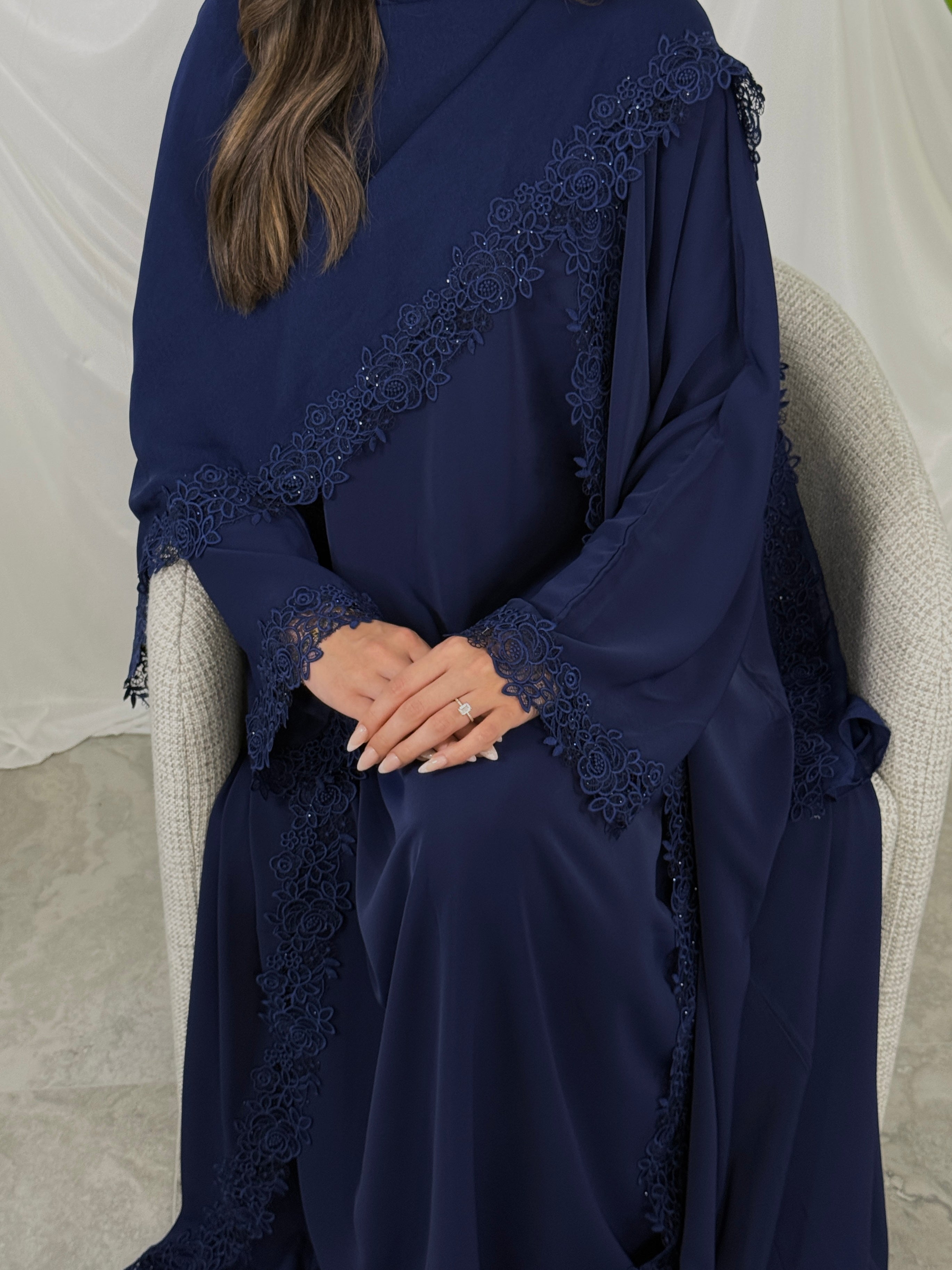 Leylani Lace Abaya - Navy