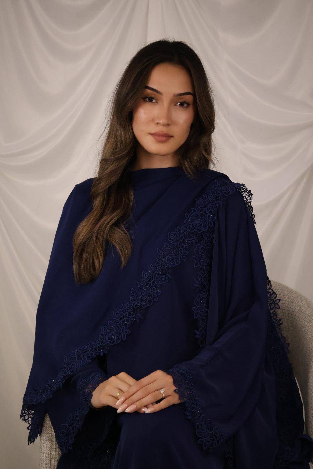Leylani Lace Abaya - Navy