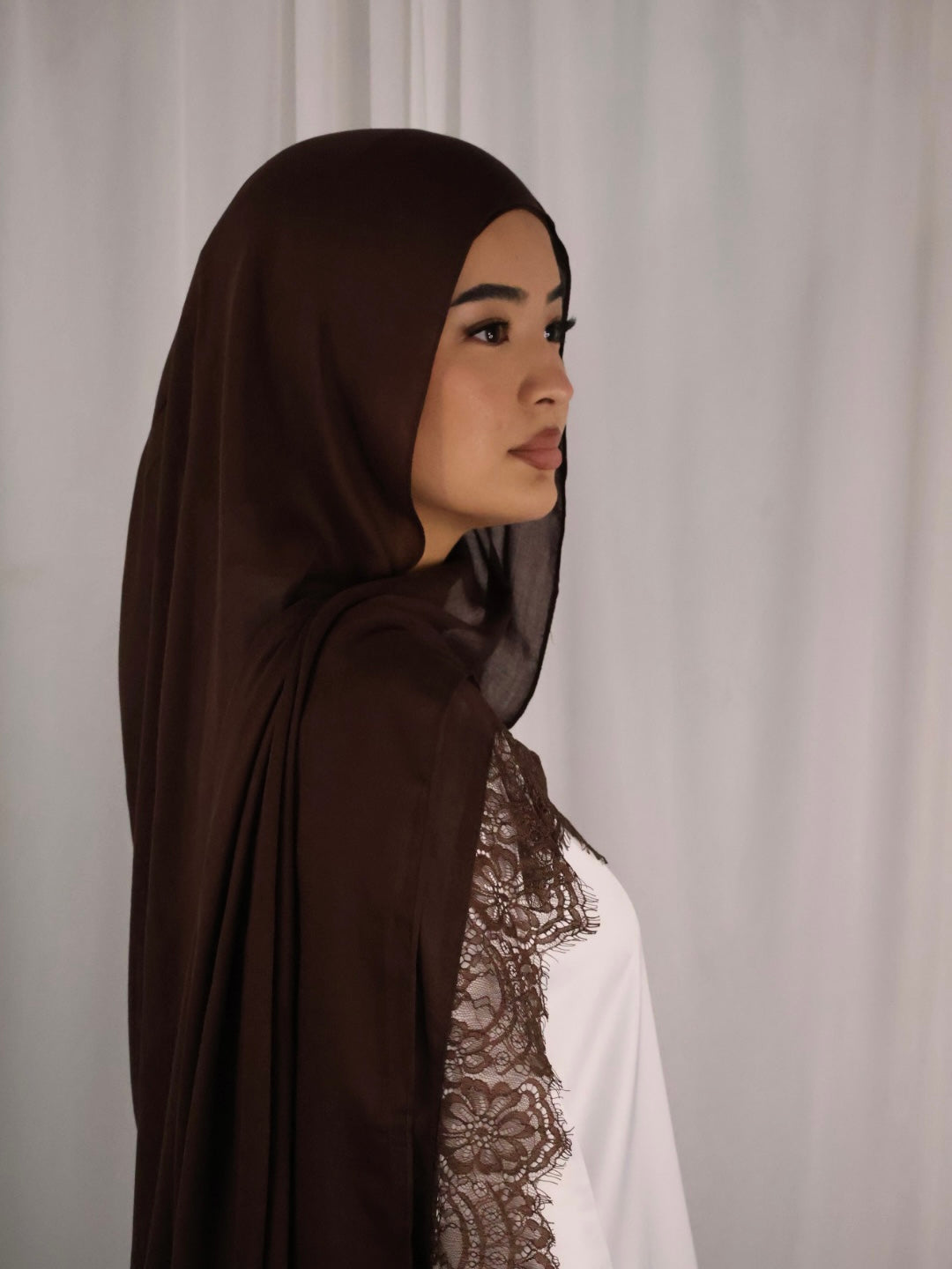 Lace Modal Hijab - Brown